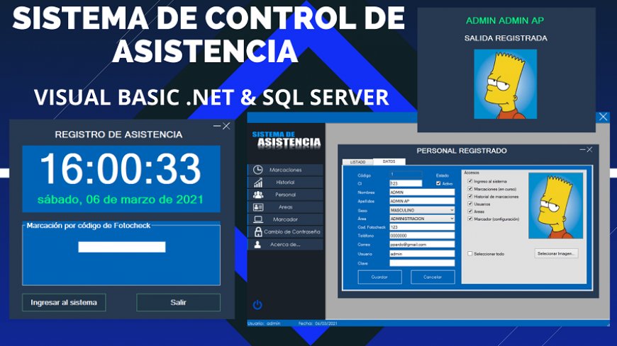Sistema de control de asistencia en Visual Basic .NET y SQL Server