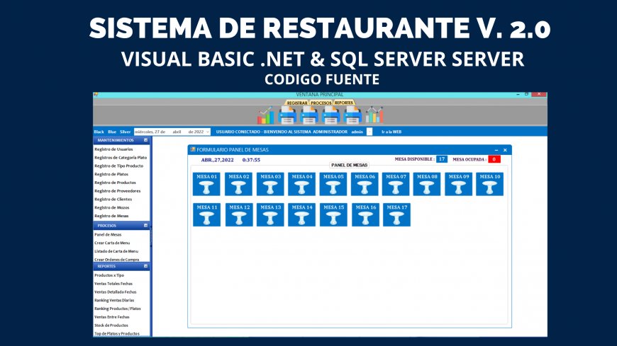 Dos Sistemas de restaurant en Visual Basic  NET, SQL Server V  2.0 y V 1.5